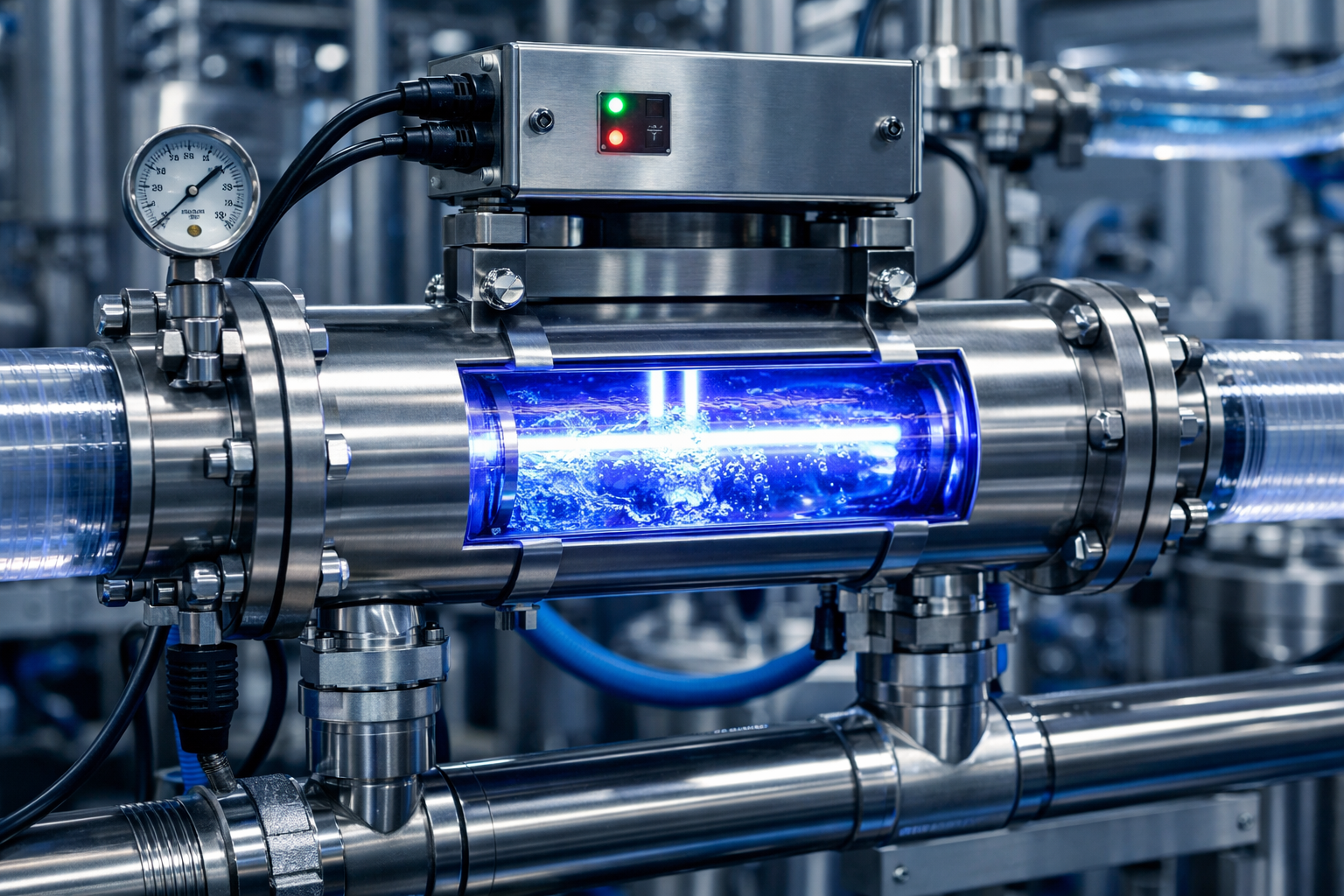 Cámara de desinfección UV en el proceso de purificación del agua