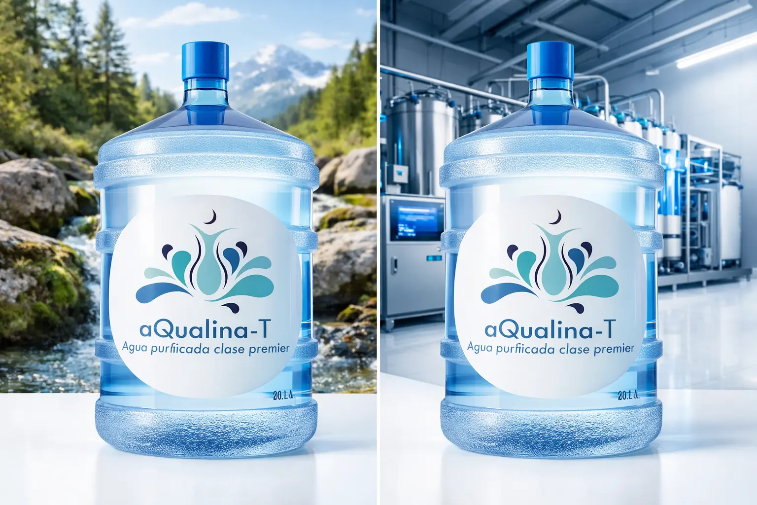 Comparativa de garrafones agua de manantial y agua purificada Aqualina-T